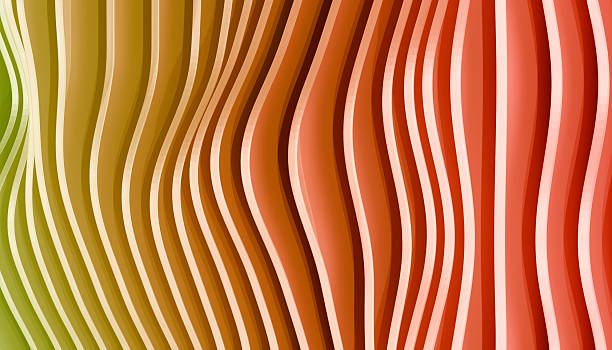 istock Abstract image featuring wavy, layered lines in gradient shades of green, orange, and red, creating dynamic and vibrant visual effect. flowing pattern evokes sense of movement and energy 2238531632