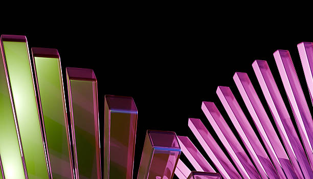 istock Colorful glass pillars with radial design create striking visual against black background, showcasing blend of green and pink hues 2238533458