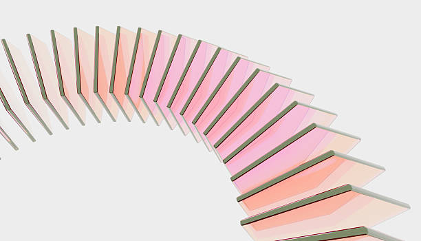 istock Series of pink and white gradient panels are arranged in spiral pattern against white background, creating modern and abstract visual effect 2238533813