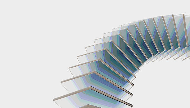 istock Series of overlapping, translucent rectangles form spiral pattern against white background, creating modern and abstract visual effect 2238533841