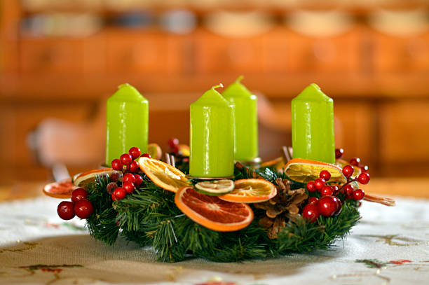decorated advent wreath at the table