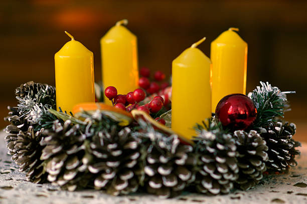 decorated advent wreath at the table