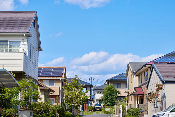 istock Residential streetscape under the blue sky 2238542694