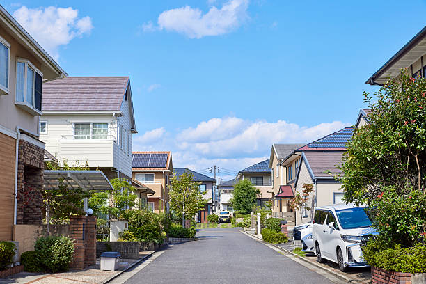 istock Residential streetscape under the blue sky 2238542695