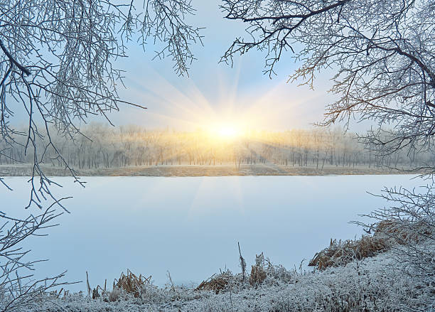 istock frozen lake on sunny winter's day with blue sky 2238543551