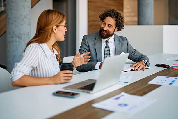 istock Colleagues collaborating during business meeting in the office 2238546675
