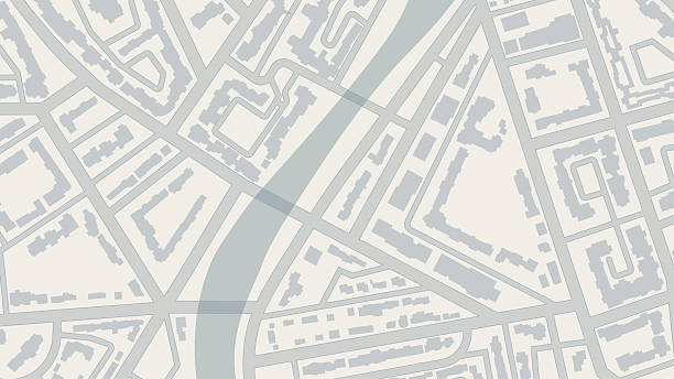 istock City street map with river and buildings. Abstract vector map of city with streets, river, blocks and buildings. Minimal urban planning background. Flat vector illustration 2238546856