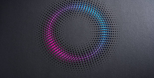 istock Colorful gradient dot cutout design in black paper with vibrant neon tones 2238548973