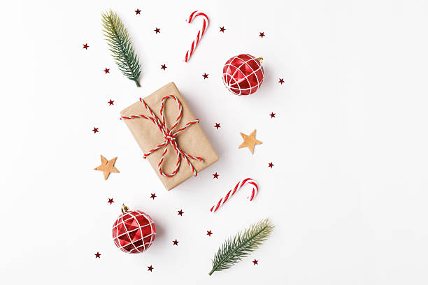 istock Christmas gift with decorations on white background 2238553412