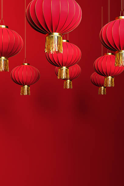 istock Red chinese lanterns hanging, celebrating lunar new year 2238554161