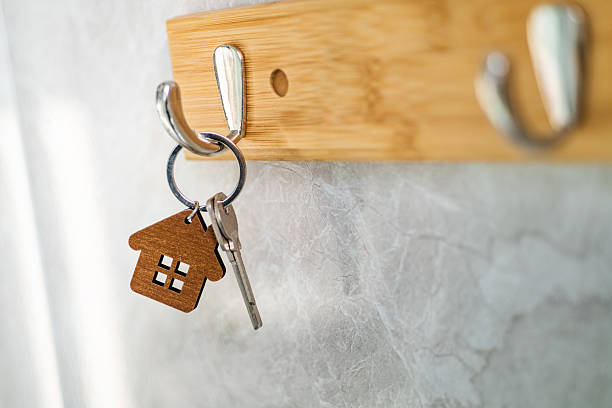 istock House keys with key ring hanging on the hook 2238569427