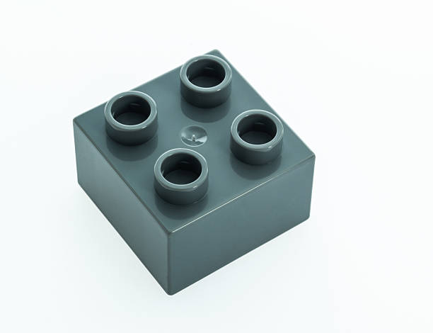 istock Gray plastic toy block on white background 2238569489