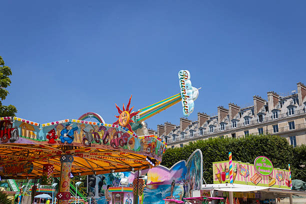 Paris, France - June 30, 2025: Amusement park in summer