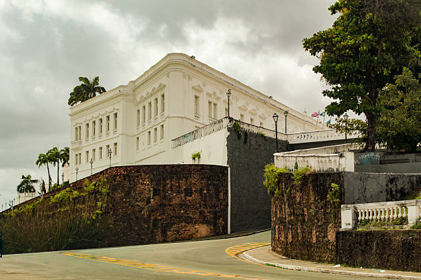The Palace of the Lions on an old stone wall on Beira Mar Avenue in the city of São Luis, Maranhão, Brazil