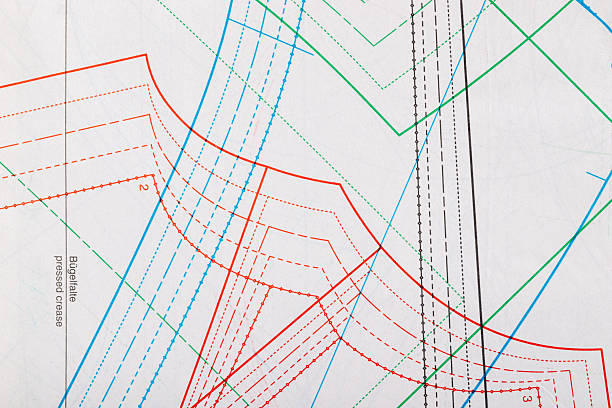 istock Sheet of professional clothing patterns abstract background with lines and curves 2238577495