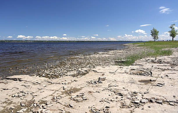 Looking northeast from Canada's Capital Greenbelt. Riverine wetland with a shore alvar including flat limestone with grassland and rock barriers. \nProvincially Significant Life Science Area of National and Scientific Interest.