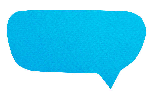 Box message cut out of textured blue paper, isolated speech bubble for design