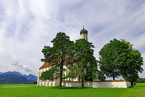 The iconic Pilgrimage church of St Coloman, built in the baroque style, in the 17th Century, is dedicated to Fussen's patron saint.