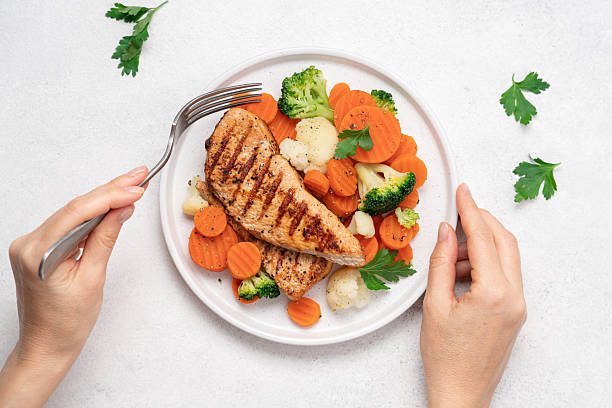 Healthy eating concept on white background