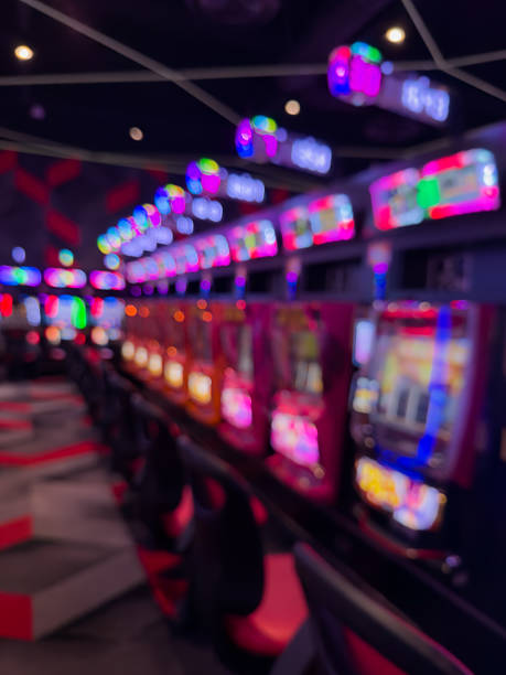 istock Defocused Pachinko Parlor Background、Abstract Neon Slot Machine Lights 2238585882
