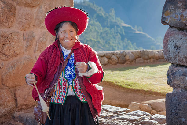 istock Peruvian woman spinning wool by hand in Chinchero, Sacred Valley, Peru 2238597565