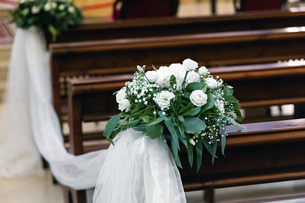 istock Elegant church interior decorated for holy matrimony 2238601067