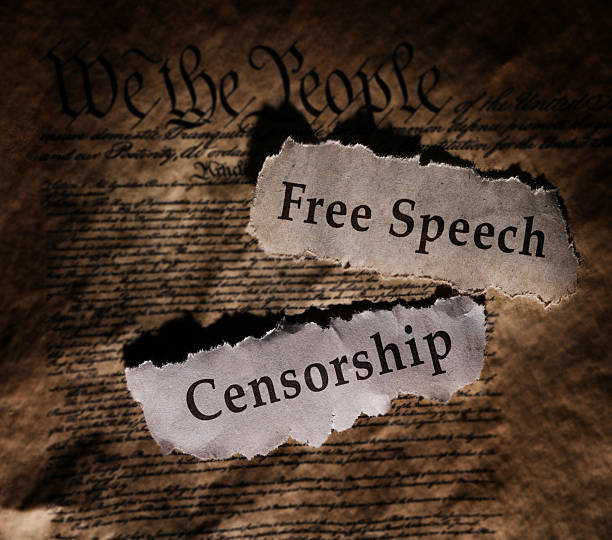 istock Free Speech and Censorship newspaper headlines on the US Constitution 2238606265