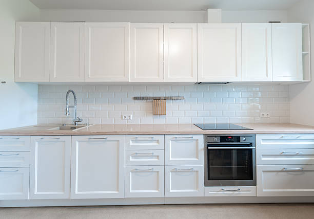 istock Modern Home White Kitchen Interior with Built-in Appliances and Minimalist Design 2238607688
