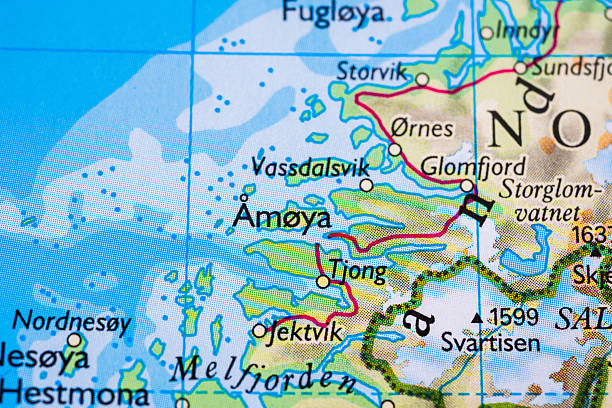 istock Cartographic map highlighting Amoya island Norway.. 2238609984