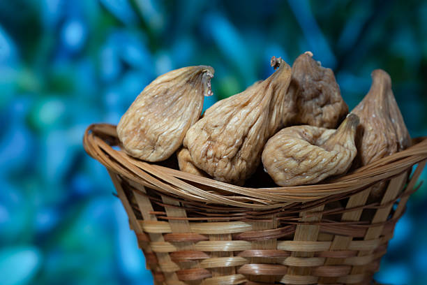 Dried Organic Figs in a Wicker Basket