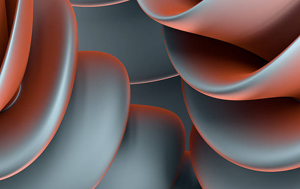 istock 3D Abstract Organic Shapes with Smooth Gradient in Blue and Coral Colors 2238614433