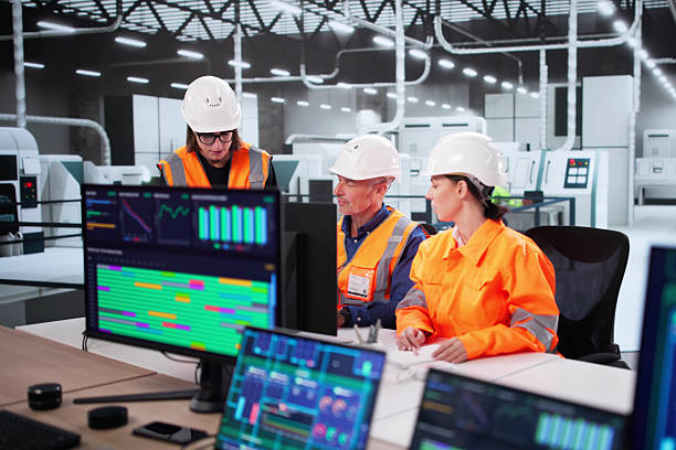 istock Engineer Monitoring Construction Plant With SCADA Software 2238618157