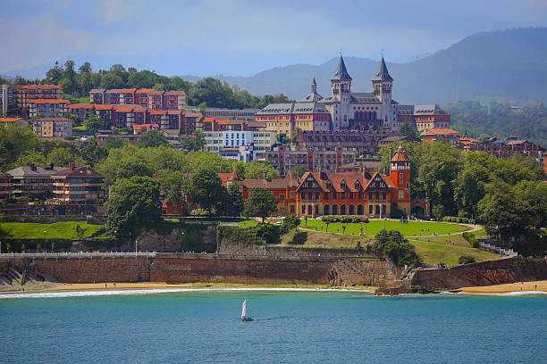 View of medieval buildings on the coast of San Sebastian Basque country, Spain