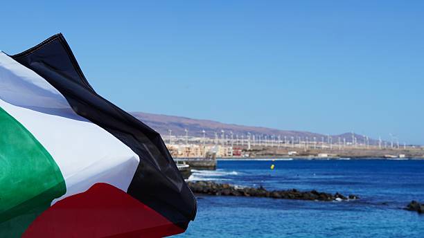 istock Palestinian flag flying for humanitarian aid flotilla support 2238638039