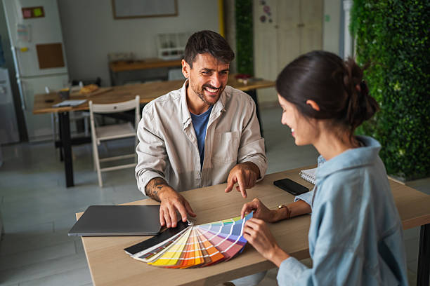 istock Designers collaborating on color palette for interior project 2238639320