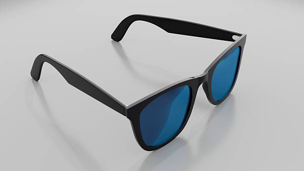 istock Black sunglasses with blue tinted lenses isolated on white background 2238643961