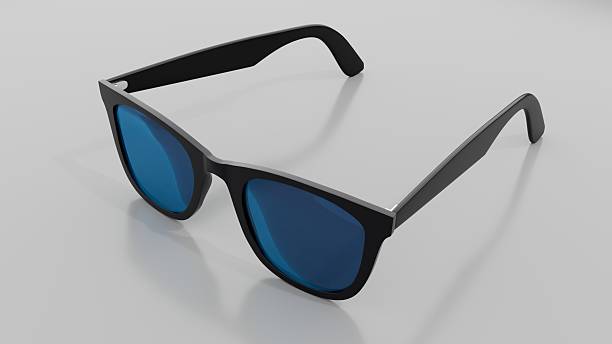 istock Stylish sunglasses with reflective blue lenses isolated on white background 2238644051