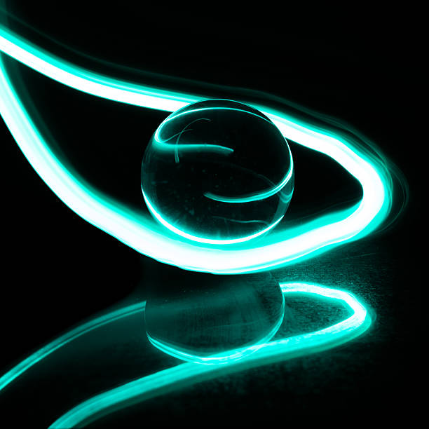 Glowing Glass Orb with Laser Lights Running Through It