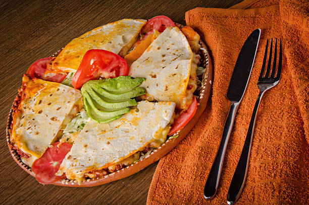Mexican Cheese Quesadilla Platter with Fresh Avocado and Tomato