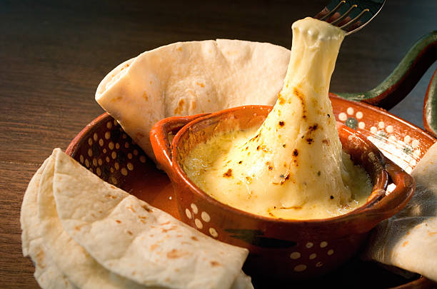 Classic Mexican Melted Cheese Dip (Queso Fundido) with Flour Tortillas
