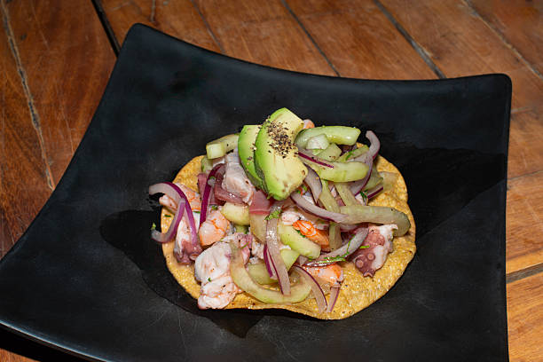 istock Mexican Seafood Ceviche Tostada with Avocado and Red Onion 2238652431