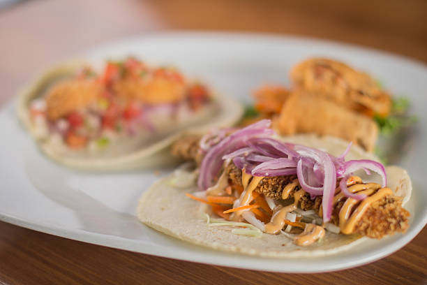 Mexican tacos Arabes is traditional taco street food in Puebla Mexico on white background