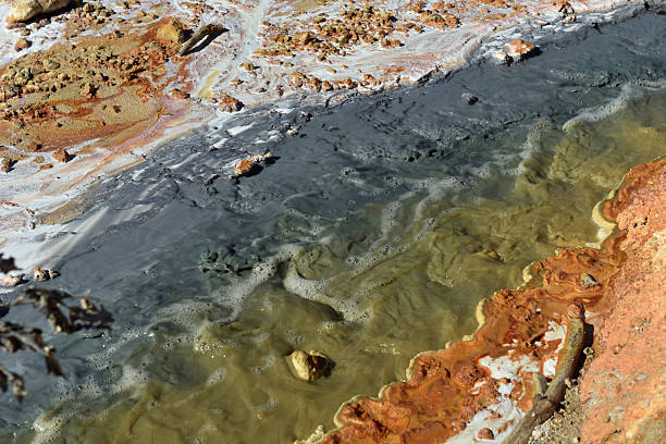 istock Toxic gold mining residual waters from gold mine flowing and polluting environment 2238658736