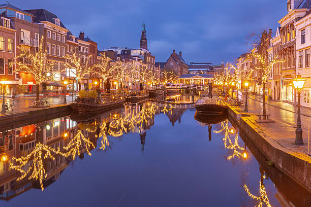 istock Christmas Lights on Canal in Leiden, Netherlands 2238658772