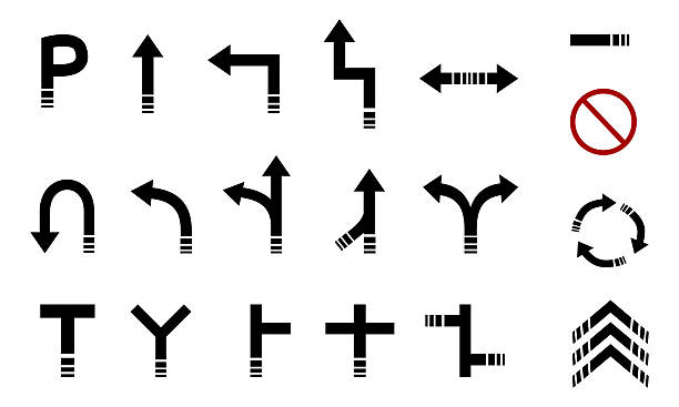 Transport Symbols and Road Arrows Vector Set vector art illustration