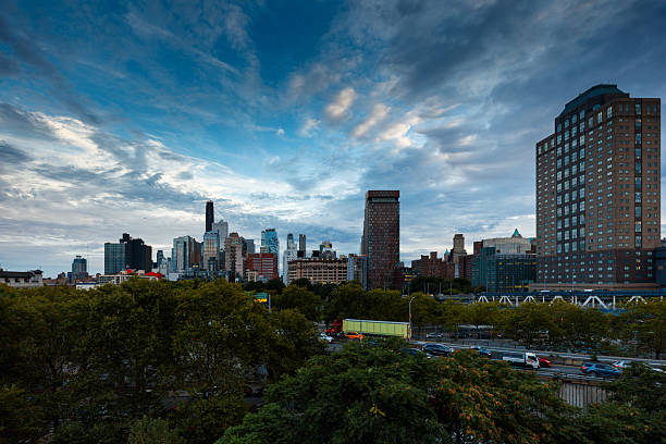 Sunset above New York City, as seen from Washington Heights.