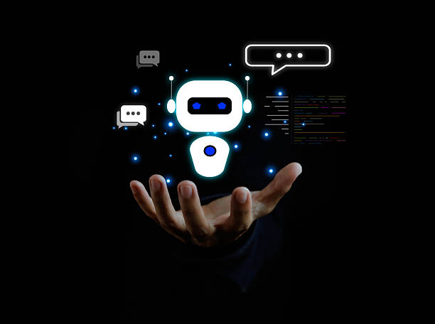 istock Hand holding digital AI chatbot hologram with futuristic technology, virtual assistant, and automation concept for customer support, communication service, and artificial intelligence innovation. 2238667402