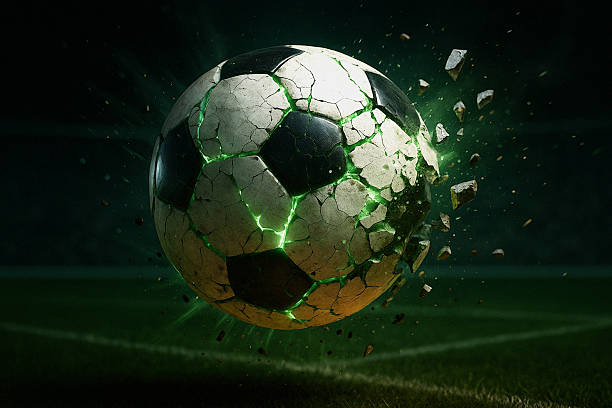 istock Exploding Football Digital Art  Dynamic Sports Energy Illustration 2238675477