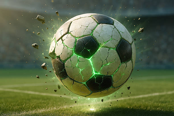 istock Exploding Football Digital Art  Dynamic Sports Energy Illustration 2238675484