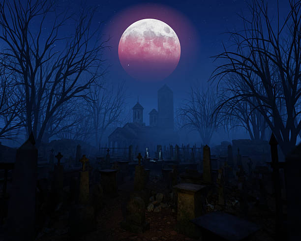 Grave On The Night Of Horror, dark fantasy artwork ideal for gothic campaigns, haunted storytelling media, horror-themed branding, and cinematic 3D illustration.